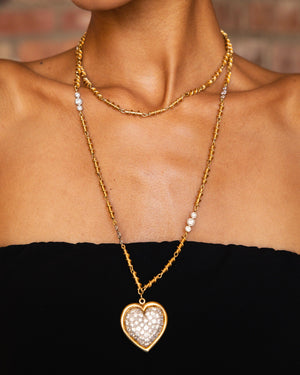 18K Diamond Heart on a Webb Chain with Diamonds Added