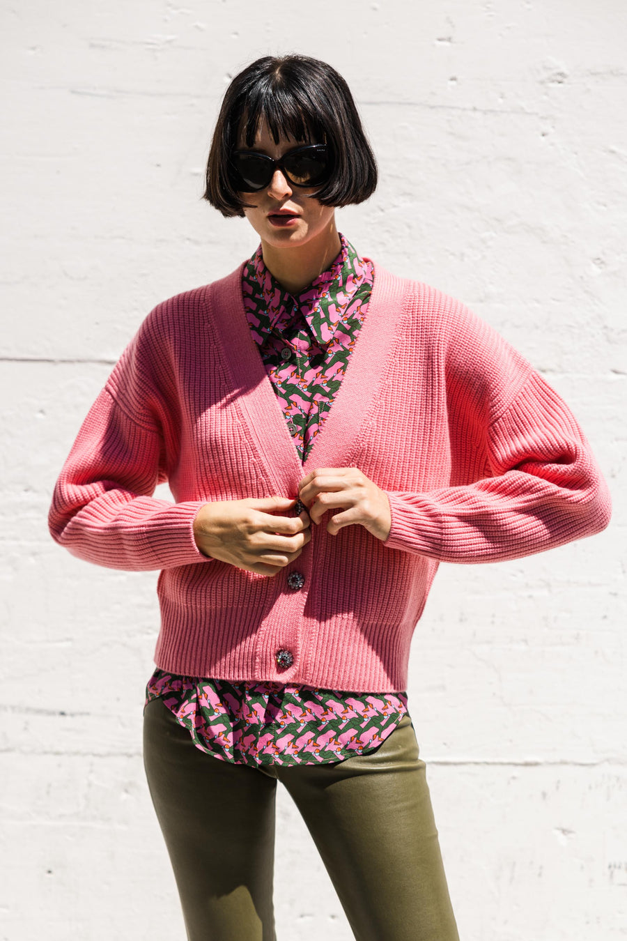 Cash Wool Mix Cardigan In Candy