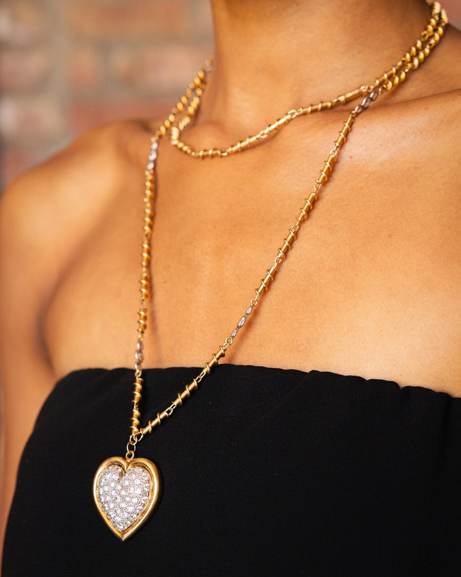 18K Diamond Heart on a Webb Chain with Diamonds Added