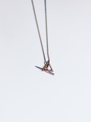 18K Rose Gold & 18K Blackened Gold Chain Triangle Pendant Necklace