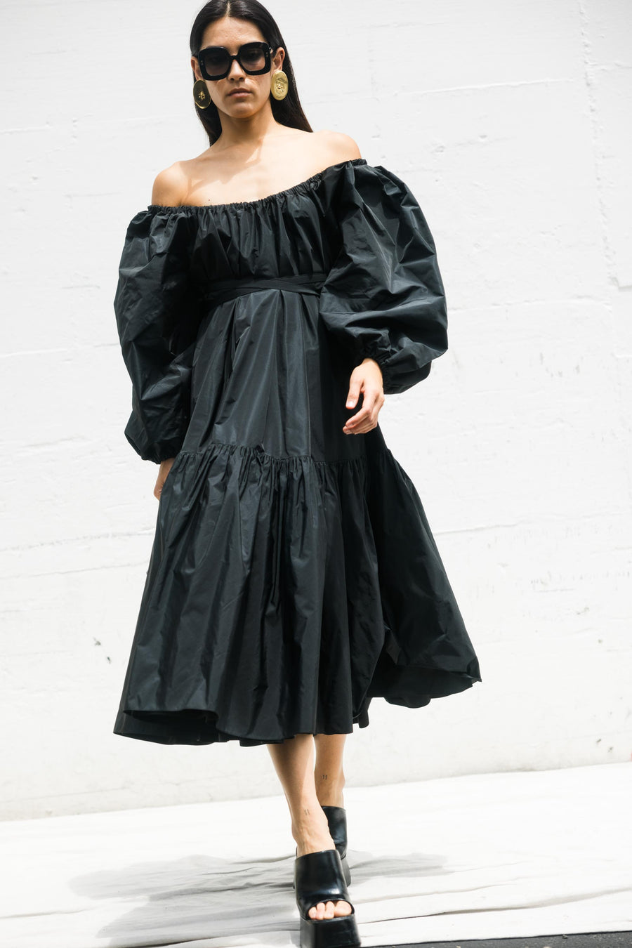 Belted Cocktail Maxi Dress in Black