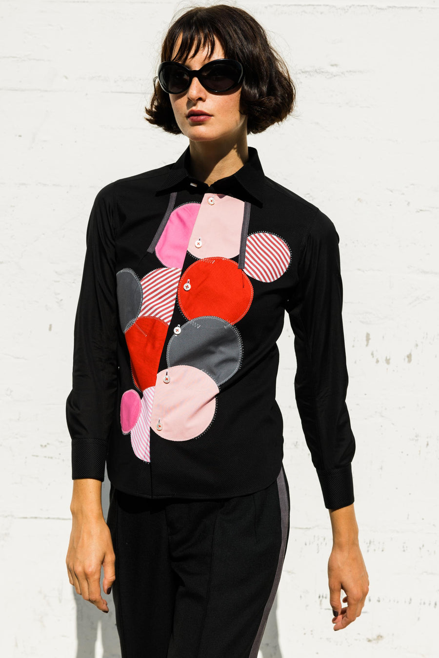 SS Cotton Shirt in Black/Pink/Red/Grey