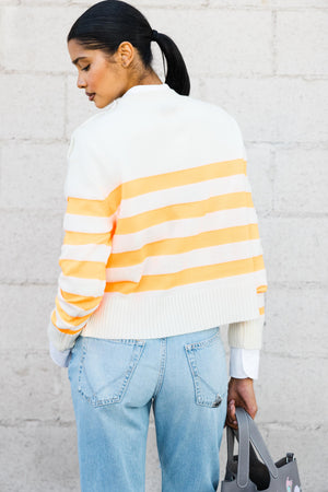 Metro Stripped Sweater with Shoulder Button Closure