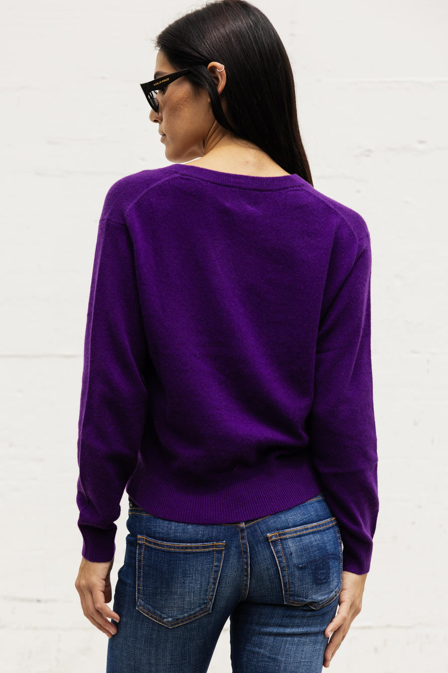 V-Neck Sweater in Purple