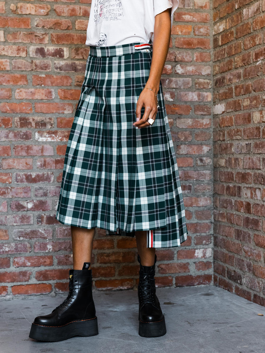 Tartan Twill Pleated Skirt