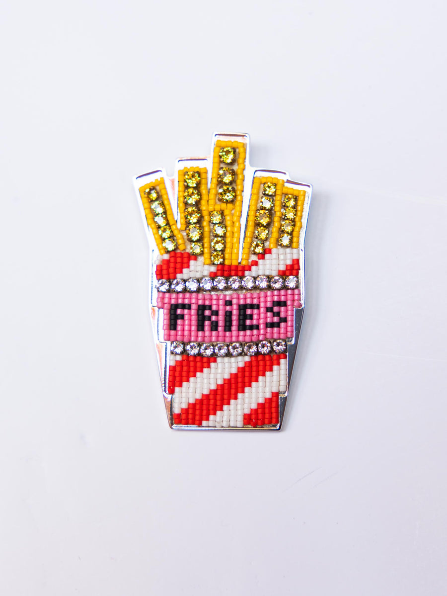 Emoji Bling Fries Brooch