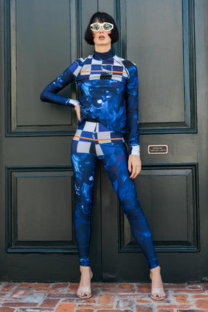 Leggings in Indigo Paint and Check