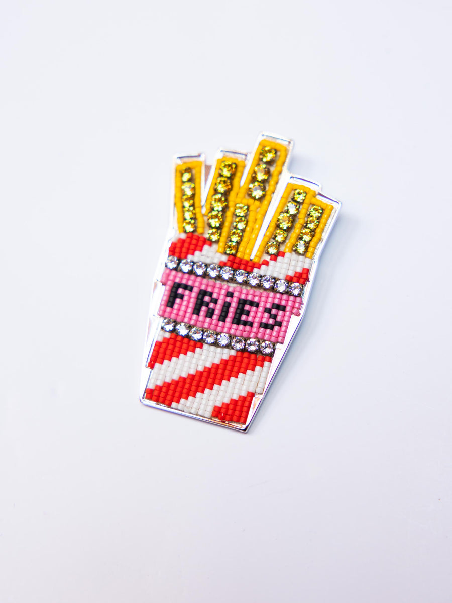 Emoji Bling Fries Brooch