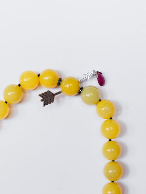 Yellow Jade Necklace w/ Diamond Arrow