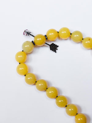 Yellow Jade Necklace w/ Diamond Arrow