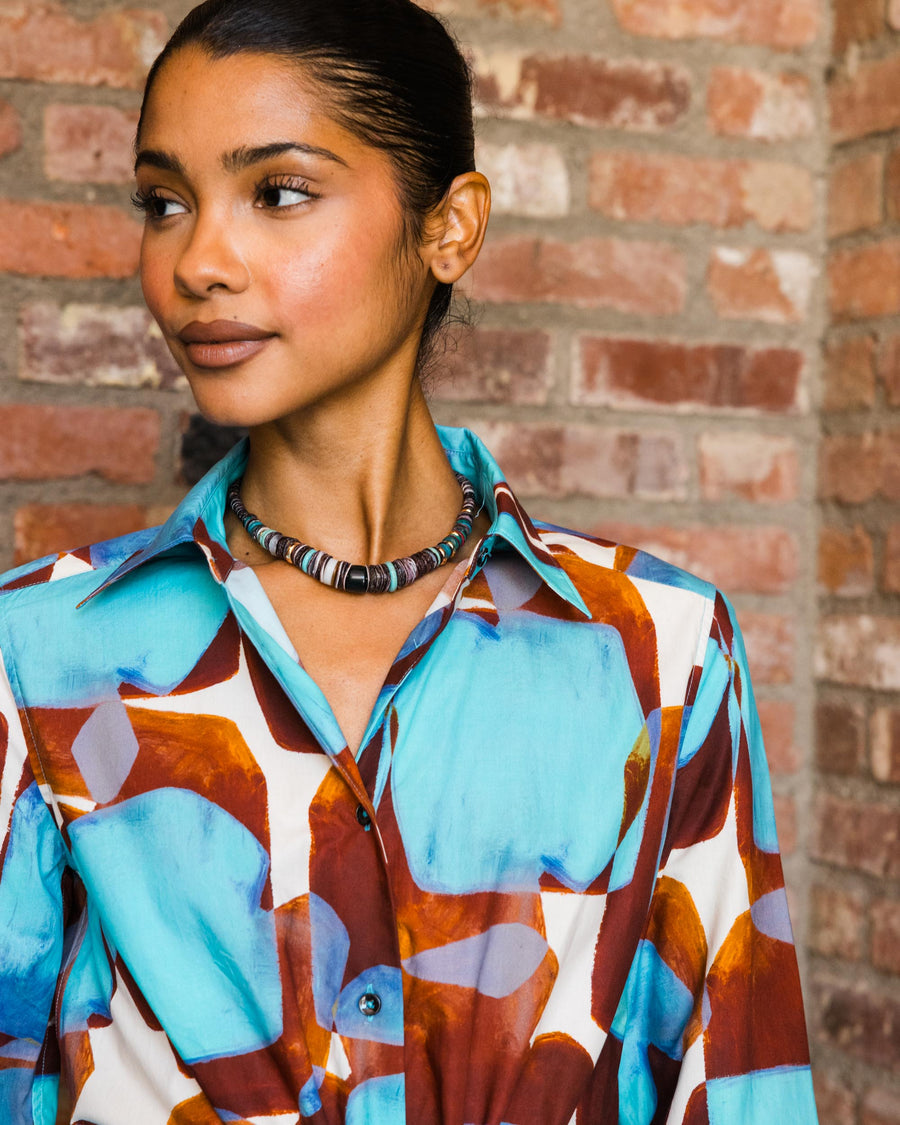 Multi Colored Puka Necklace with Black Bead