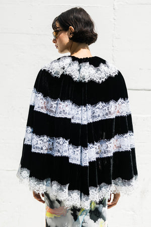 Metallic Black and White Lace Capelet