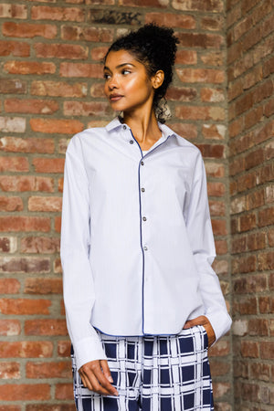 Hand-Printed Classic Shirt in Up-Cycled Albini