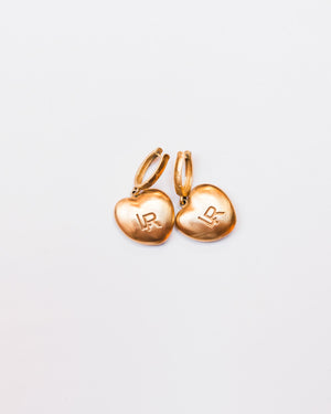 14k Yellow Gold and Enamel Love Me Charm Earrings