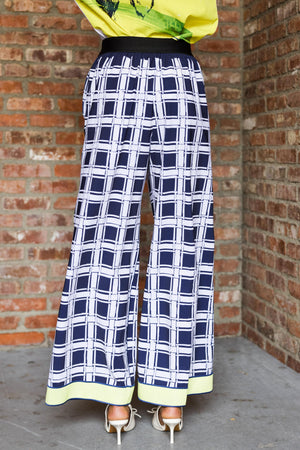 Stretch Technical Pants in Blue Checker