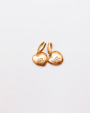 14k Yellow Gold and Enamel Love Me Charm Earrings