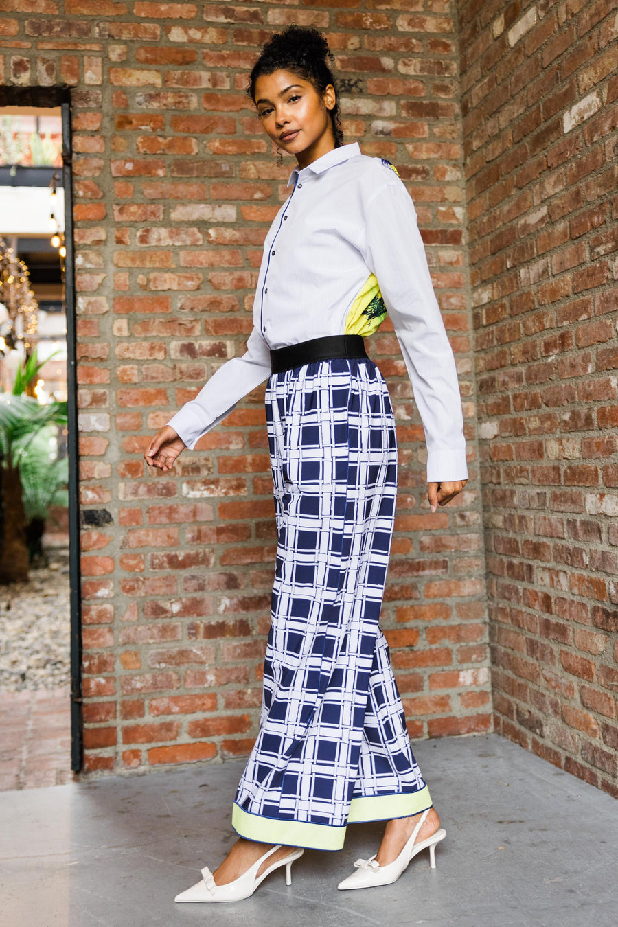Stretch Technical Pants in Blue Checker