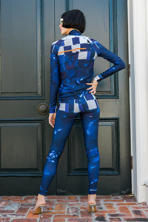 Leggings in Indigo Paint and Check