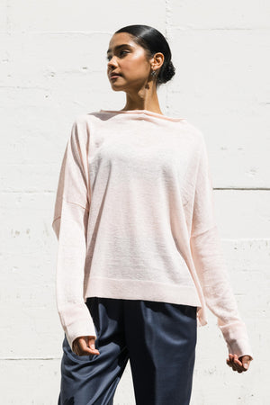 Chunky Boat Neck Sweater in Cherry Blossom