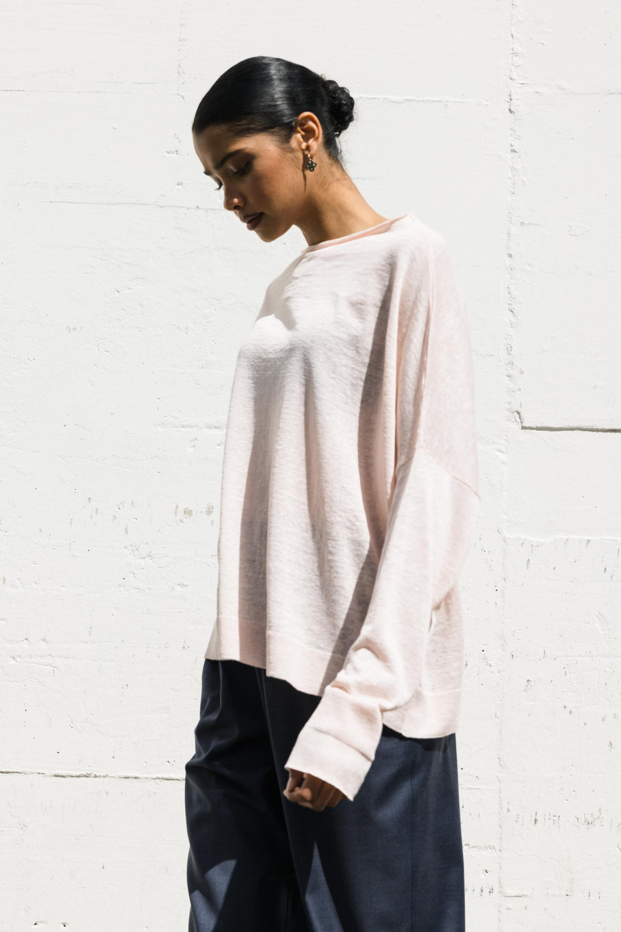 Chunky Boat Neck Sweater in Cherry Blossom