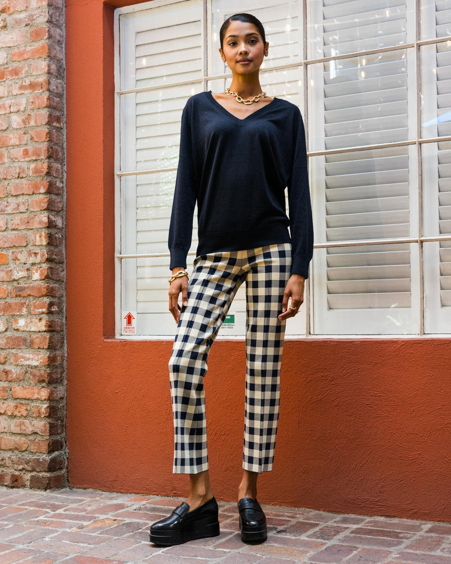 Gingham Kick Pant in Navy