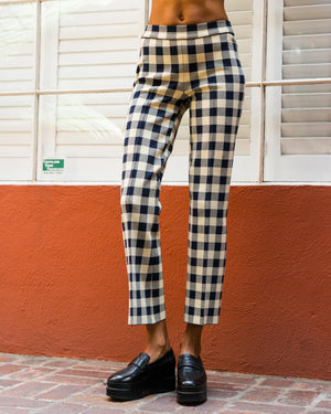 Gingham Kick Pant in Navy