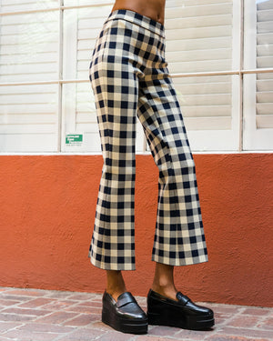 Gingham Kick Pant in Navy