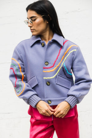 Emroidered Sun Scene Jacket in Lilac