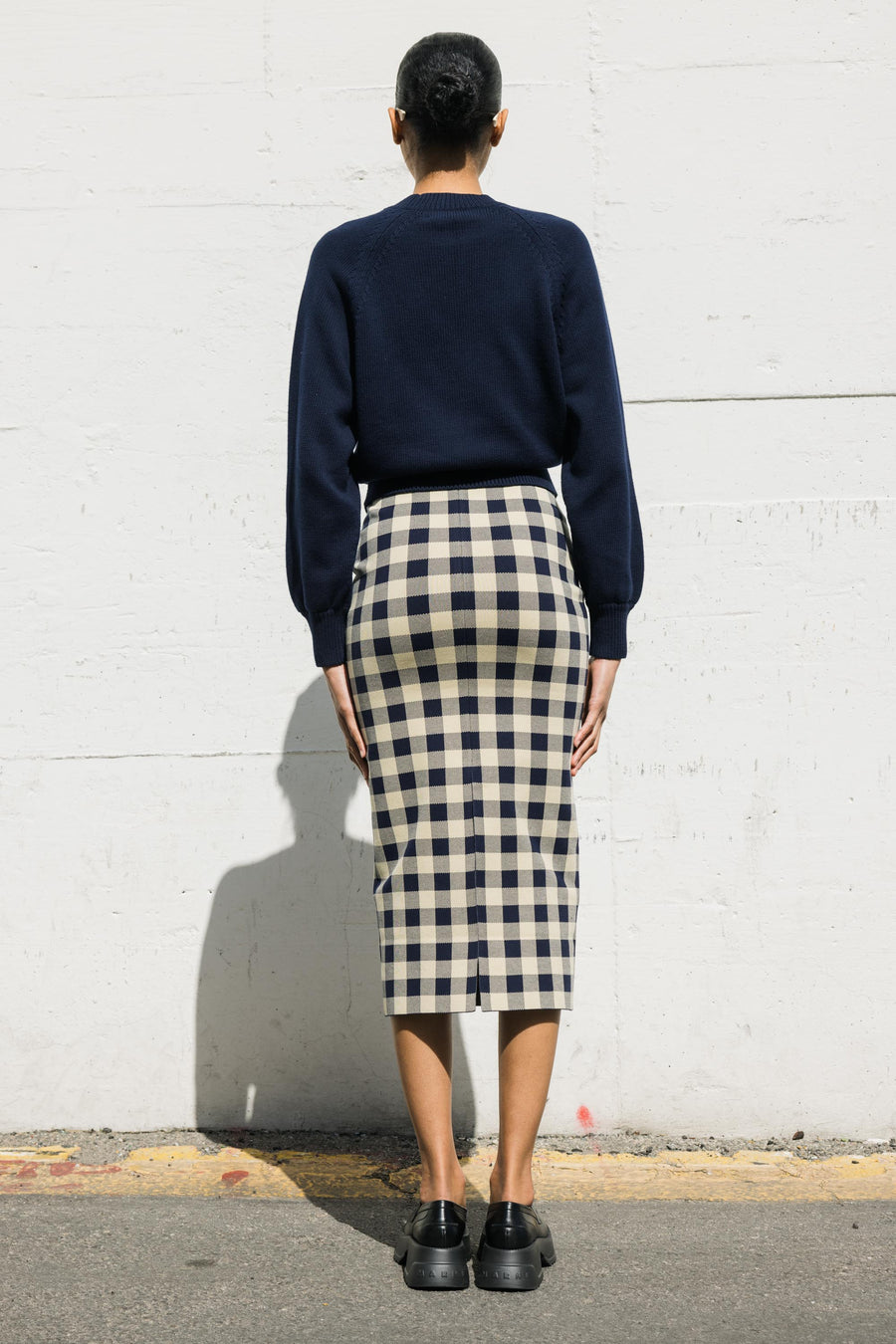 Gingham Petra Skirt in Navy