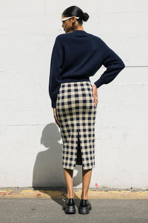 Gingham Petra Skirt in Navy