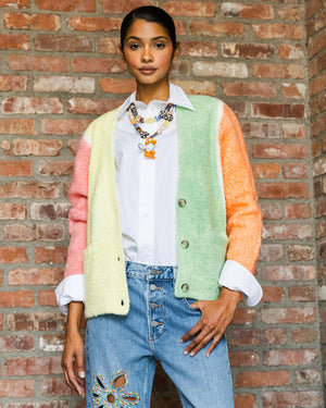 Hand Painted Knitted Ombre Cardigan