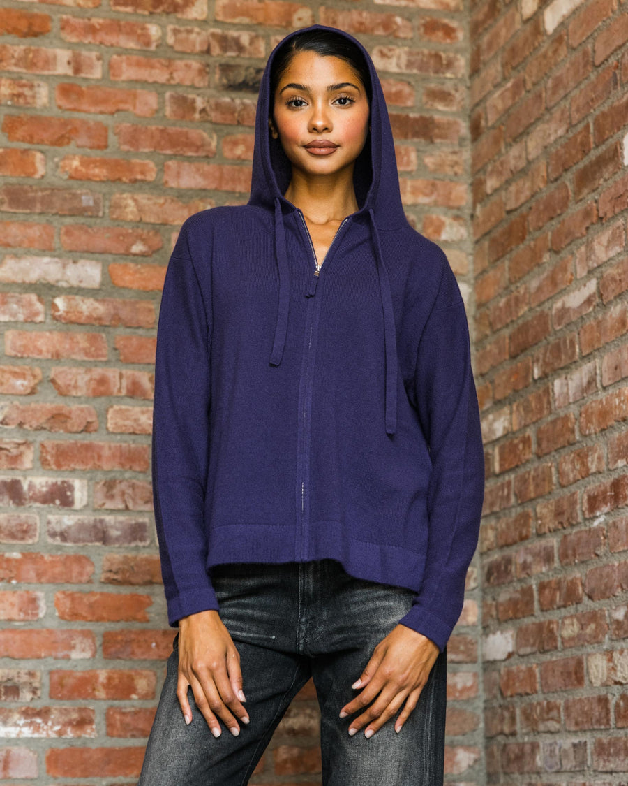 hoodie-cardigan in purple