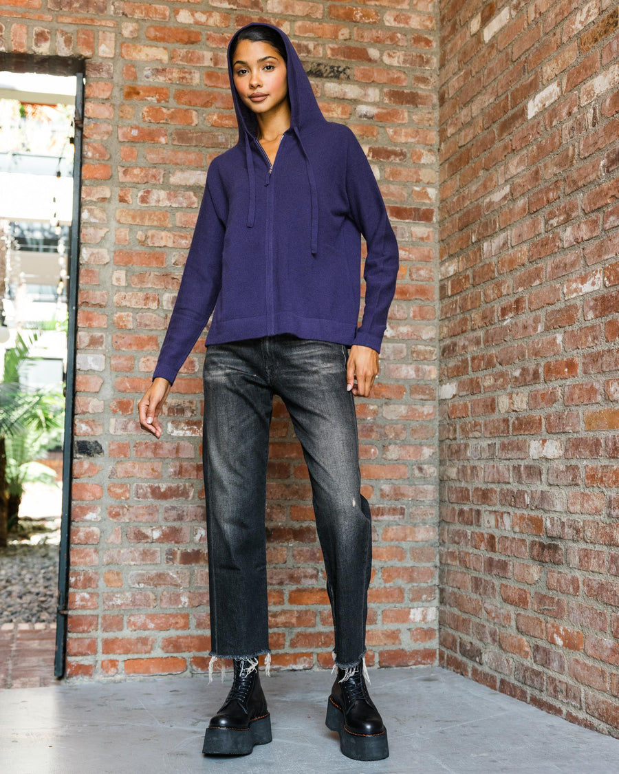 hoodie-cardigan in purple