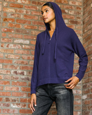 hoodie-cardigan in purple