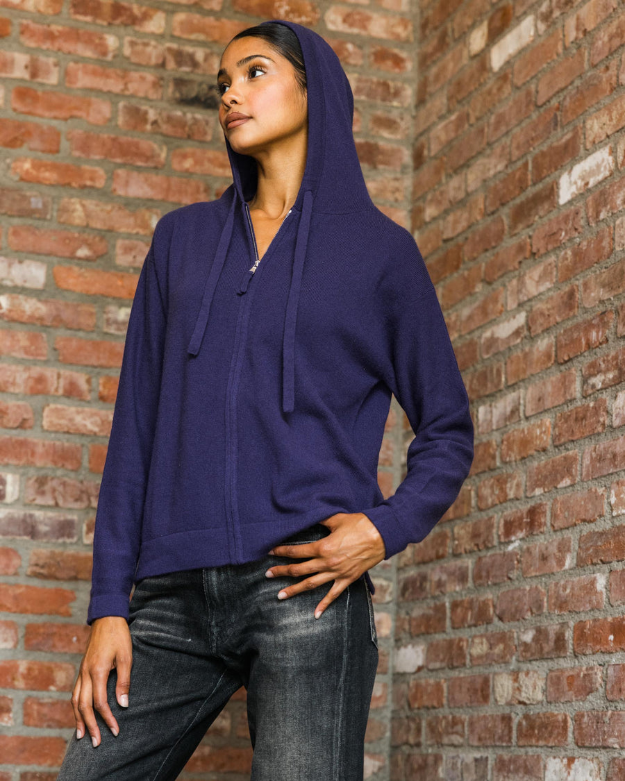 hoodie-cardigan in purple