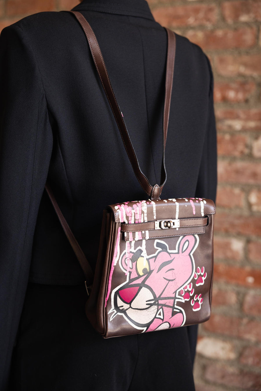 Vintage Hermes Backpack reimagined as Pink Panther