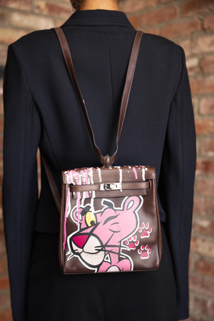 Vintage Hermes Backpack reimagined as Pink Panther