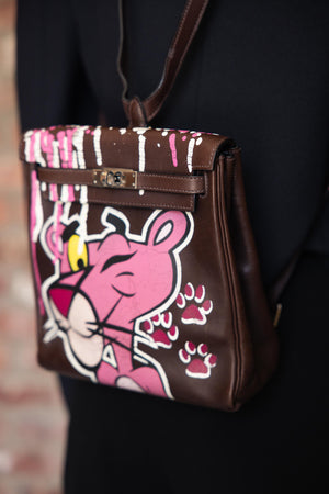 Vintage Hermes Backpack reimagined as Pink Panther