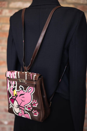 Vintage Hermes Backpack reimagined as Pink Panther