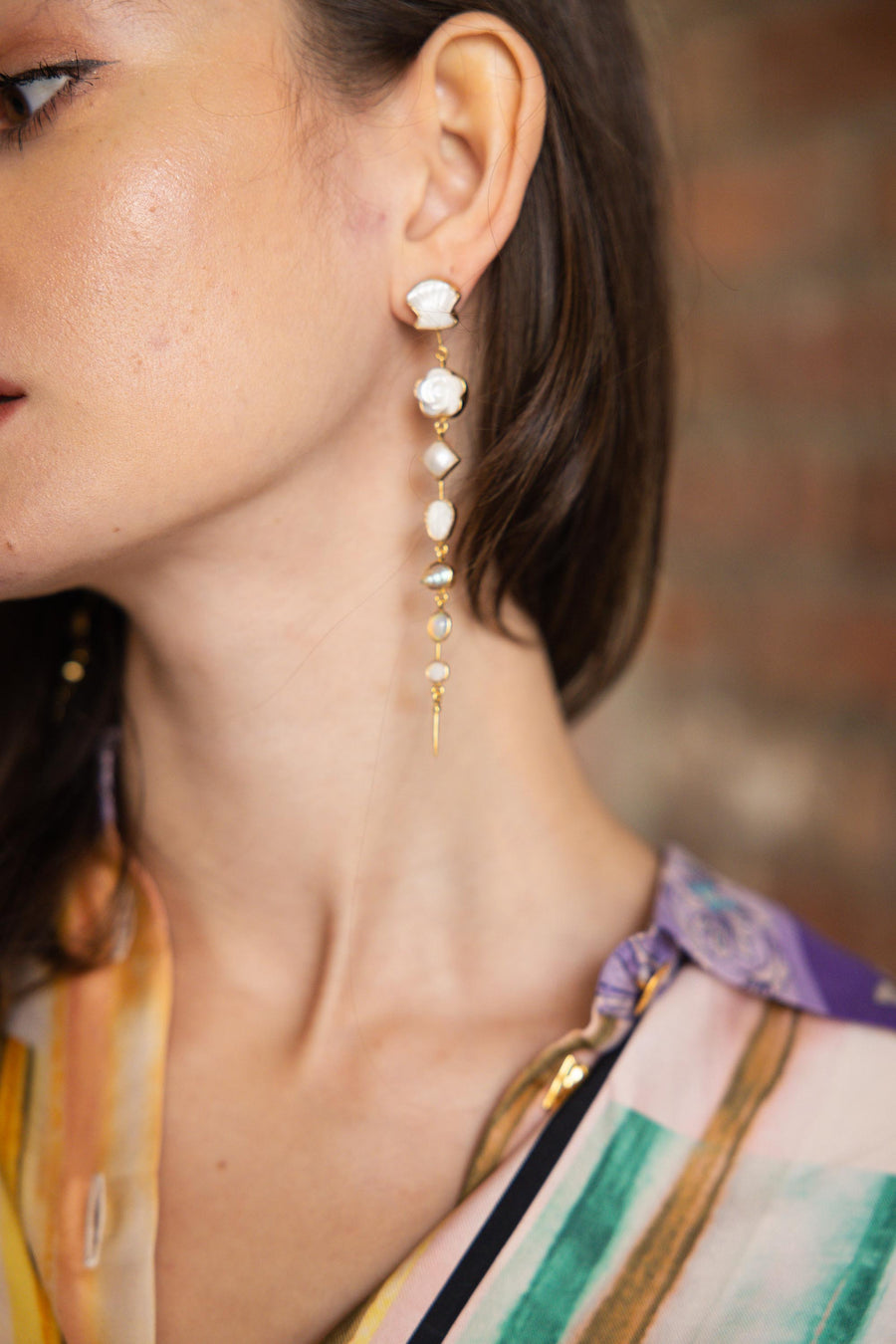 PEARL & SHELL DROP EARRINGS