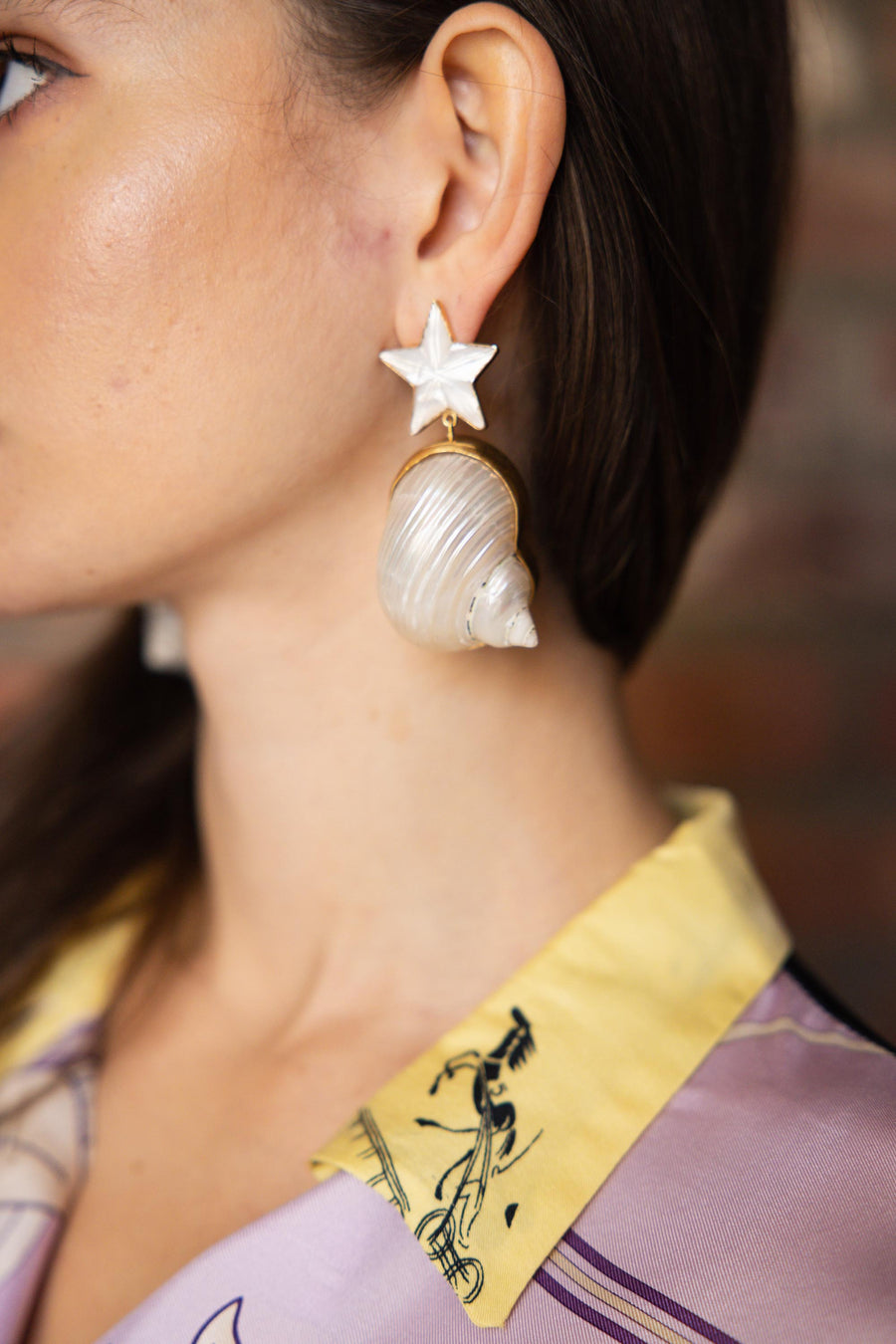 MOON AND STAR SHELL DROPS EARRINGS