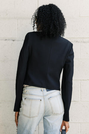 SS24 Bow-Embellished Crepe Blazer in Black