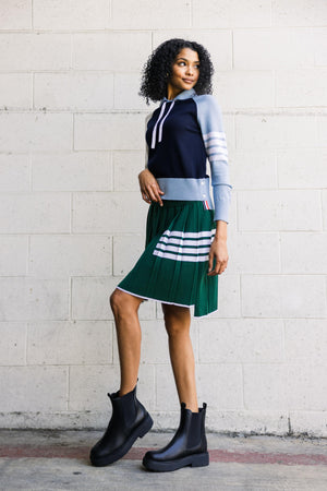 Pleated Mini Skirt In Dark Green