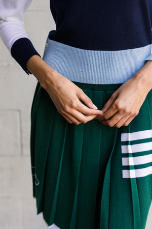 Pleated Mini Skirt In Dark Green