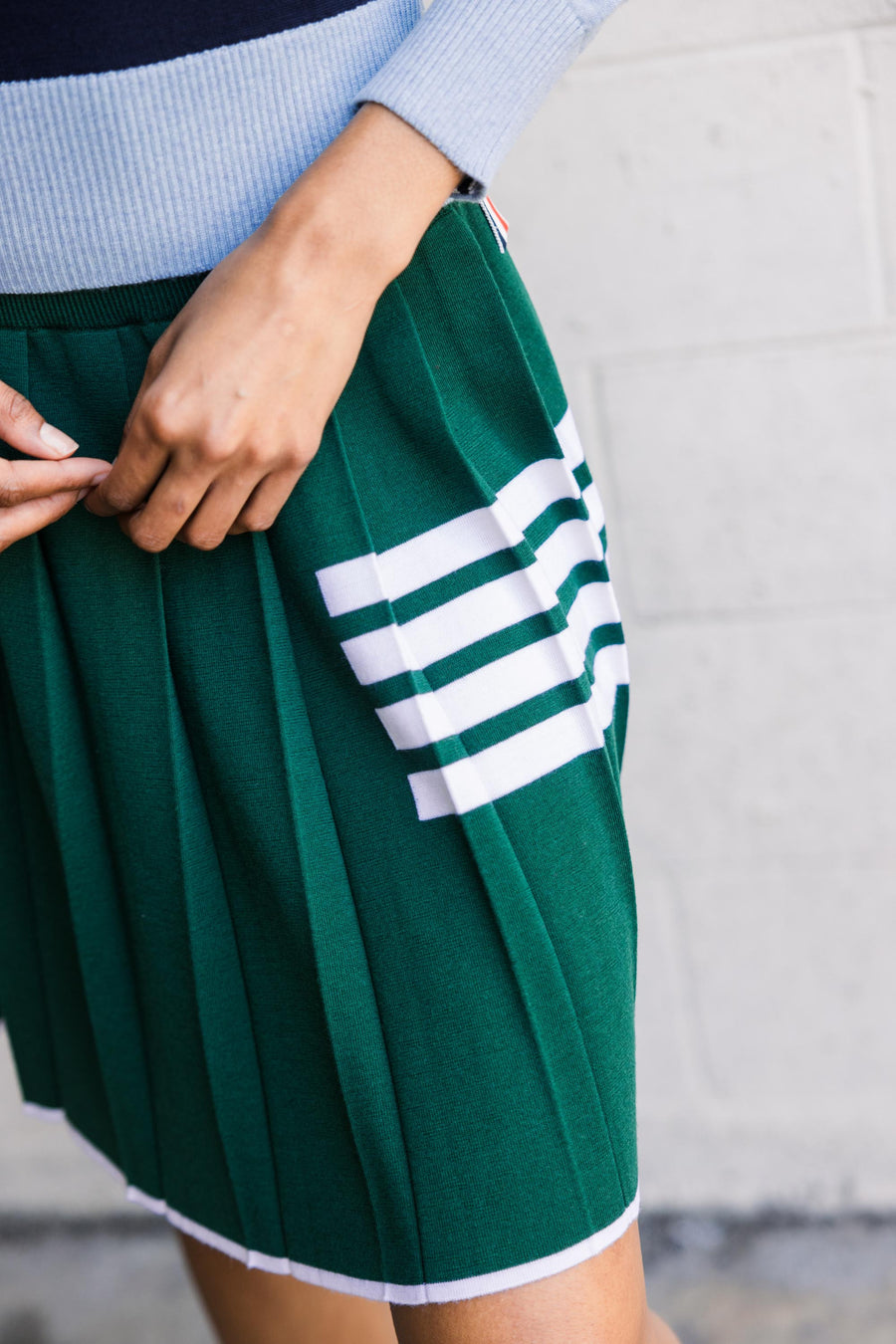 Pleated Mini Skirt In Dark Green