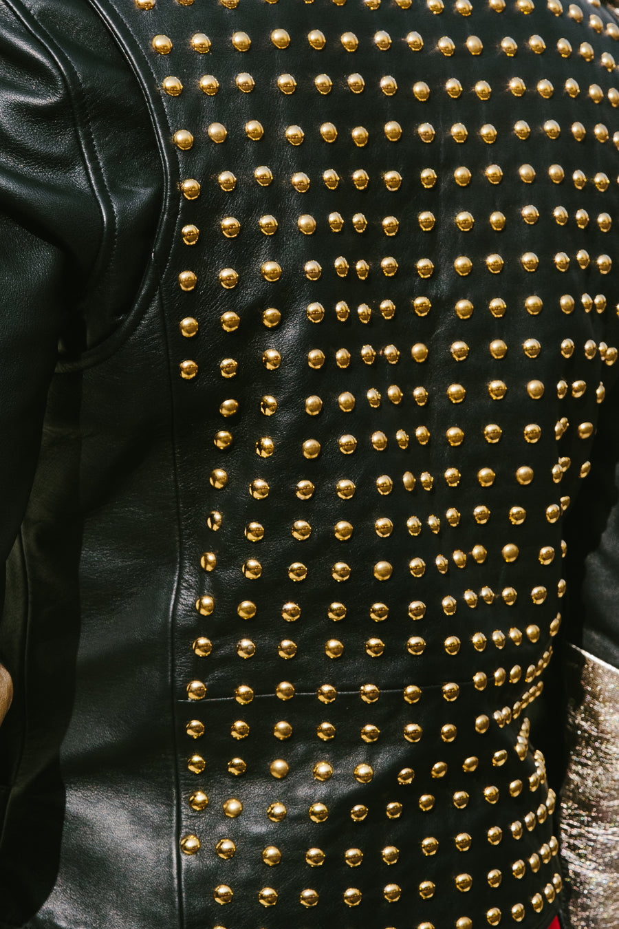 Black And Champagne Leather Jacket
