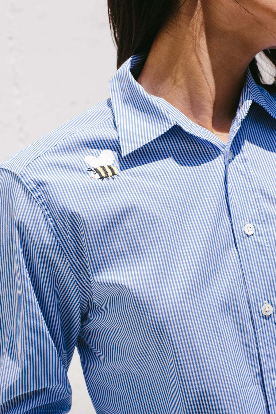 Mira Mikati x Javier Calleja Classic Shirt With Embroidery In White/Blue