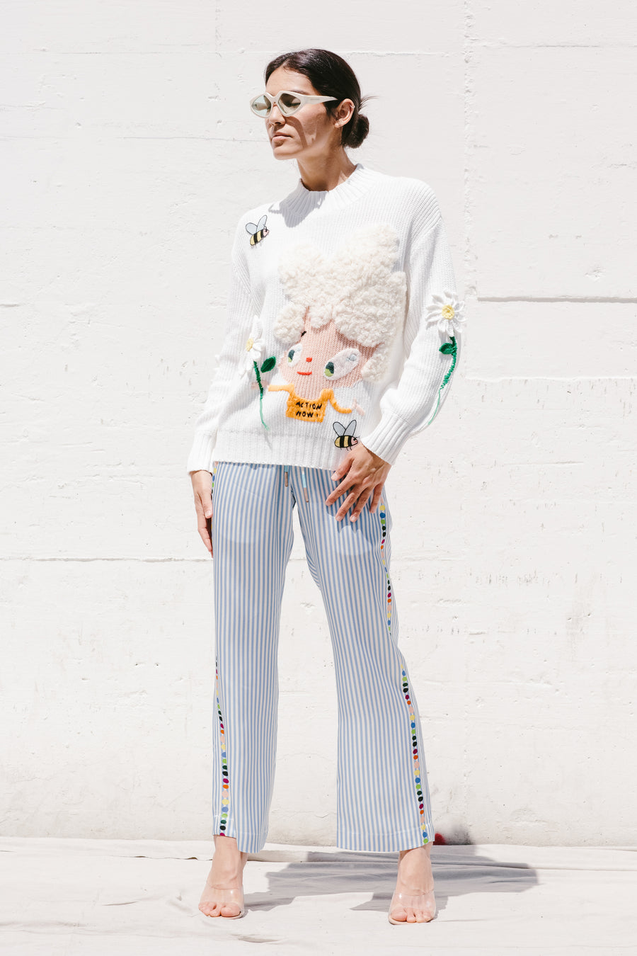 Mira Mikati x Javier Calleja 3D Knit Sweater In Off White