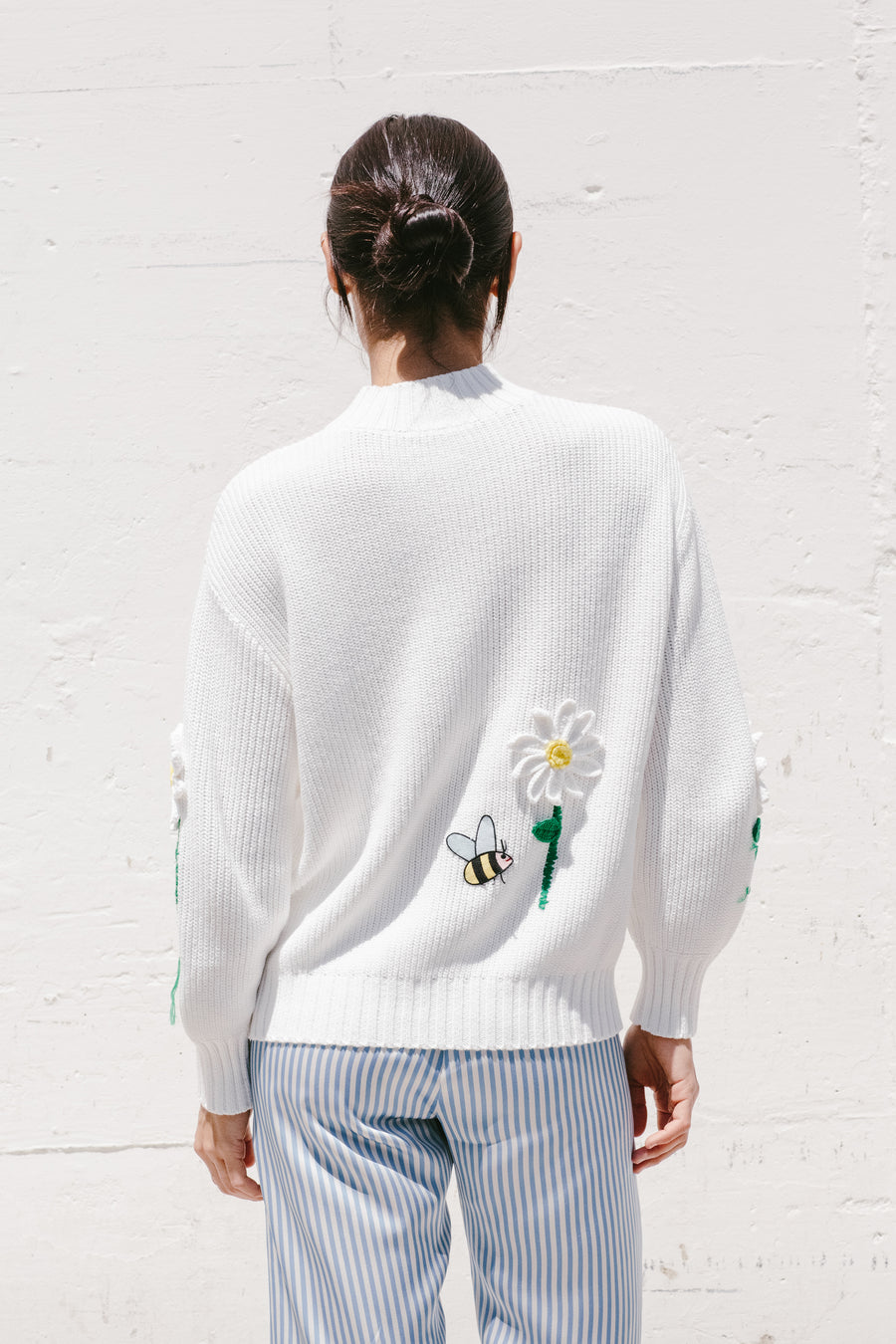 Mira Mikati x Javier Calleja 3D Knit Sweater In Off White
