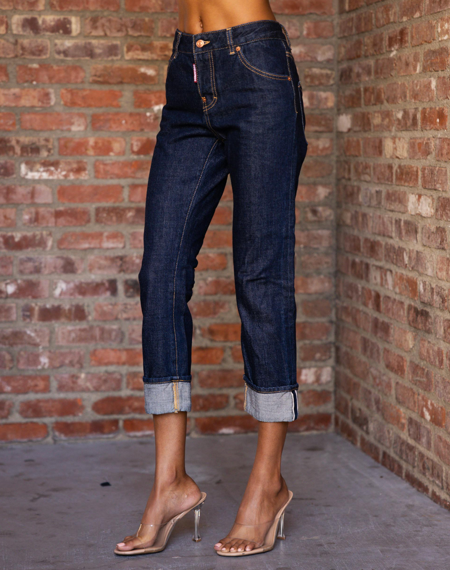 Cool Girl Cropped Jean Dark Wash (Large Cuff)